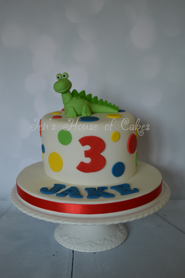 Dinosaur Topped Birthday Cake (for twins)