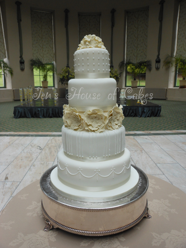5 Tier Elegant Cream Wedding Cake at Wynyard Hall