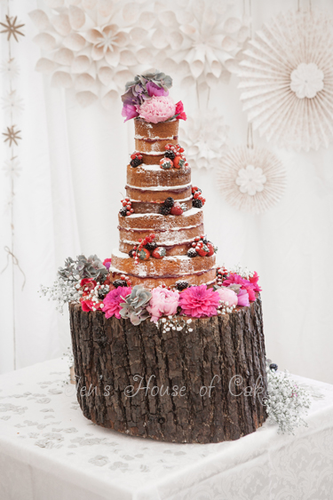 Naked Wedding Cake on Tree Stump